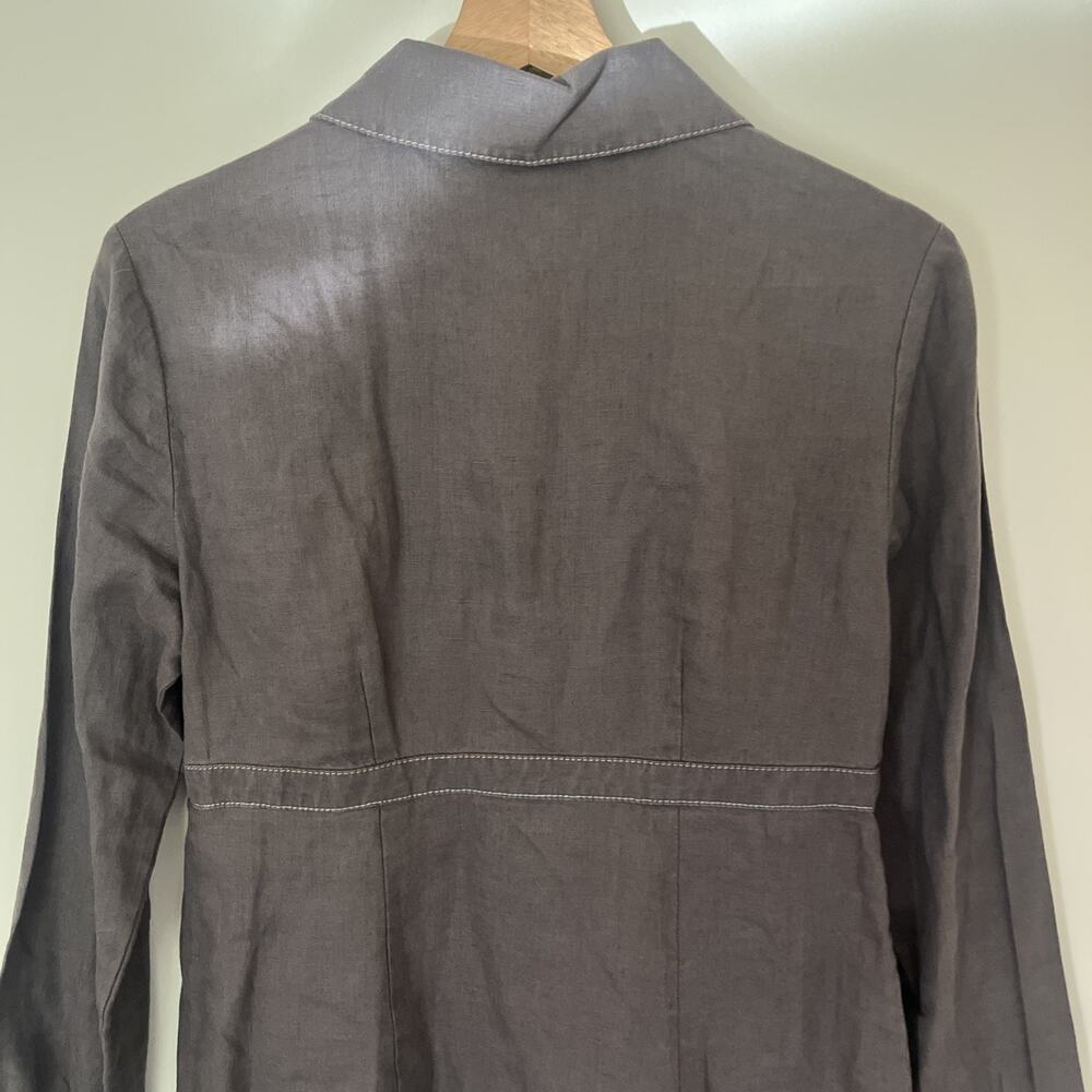 Boden Linen Tunic Size 6 Peter Pan Collar Gray Decorative Buttons - Picture 9 of 11